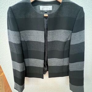 Tahari Women's Black and Gray Striped Blazer